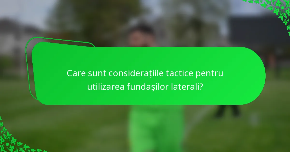 Care sunt considerațiile tactice pentru utilizarea fundașilor laterali?