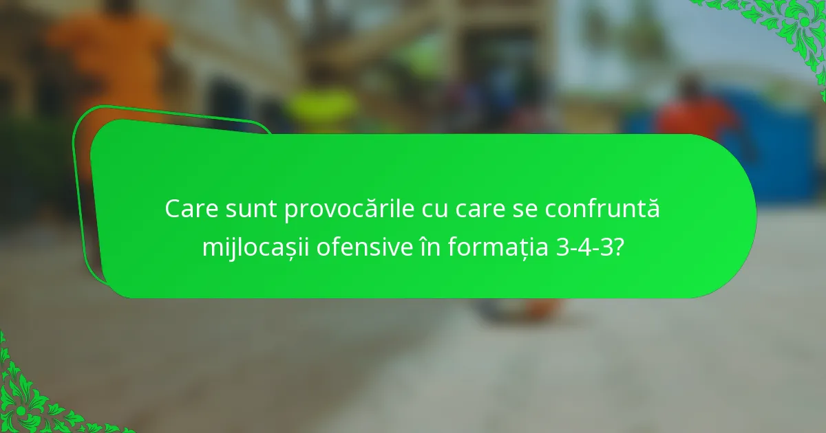 Care sunt provocările cu care se confruntă mijlocașii ofensive în formația 3-4-3?