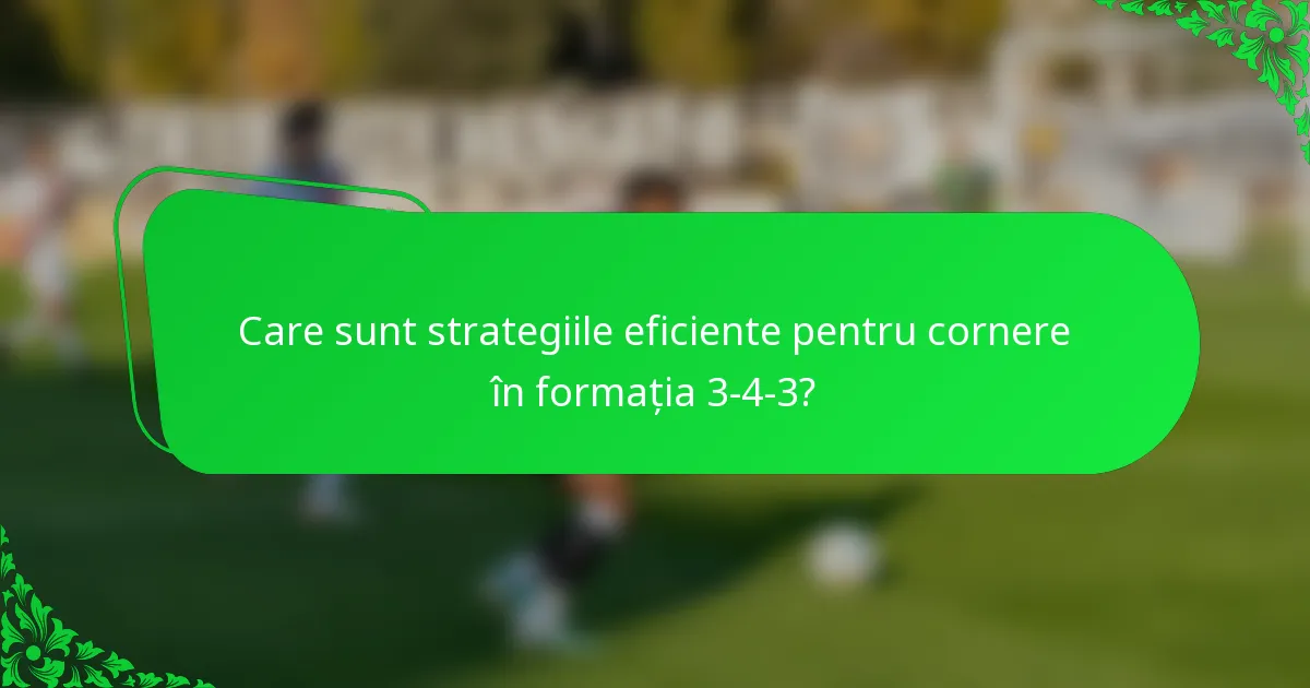 Care sunt strategiile eficiente pentru cornere în formația 3-4-3?