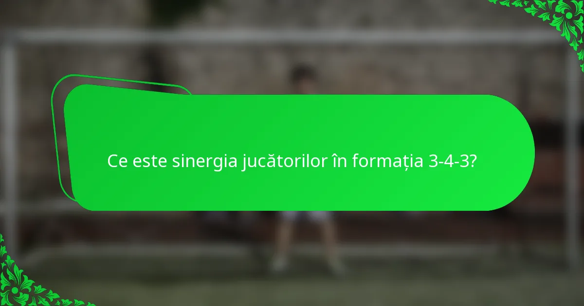 Ce este sinergia jucătorilor în formația 3-4-3?