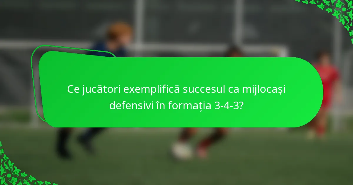 Ce jucători exemplifică succesul ca mijlocași defensivi în formația 3-4-3?
