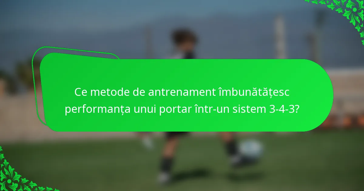 Ce metode de antrenament îmbunătățesc performanța unui portar într-un sistem 3-4-3?