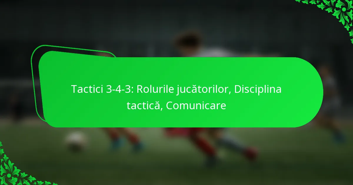 Tactici 3-4-3: Rolurile jucătorilor, Disciplina tactică, Comunicare